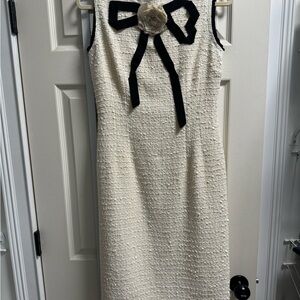 Gucci Cream Tweed Midi Dress with Black Bow